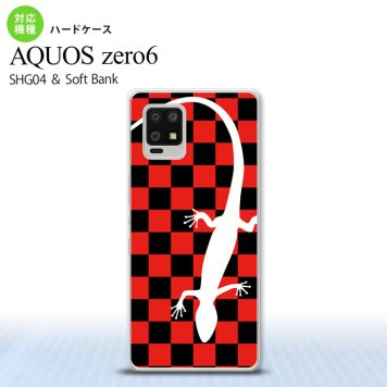 SHG04 SHG04 ZERO6 AQUOS zero6 スマホケース ハードケース トカゲ 市松 赤 メンズ レディース nk-zero6-864