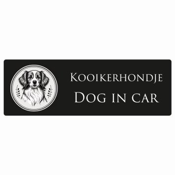 ドッグ カーステッカー イラスト付 Dog in Car コーイケルホーンディエ B タイプ セーフティサイン 犬種別 長方形 15x5cm シール リア あおり運転対策 Dog Sticker 屋外 屋内 防水 かわいい おしゃれ 安全対策 カーサイン