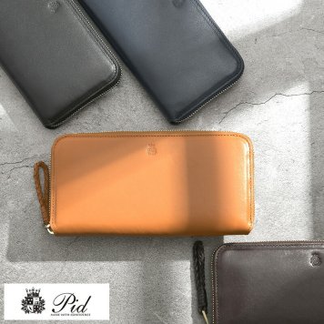 Pid ecrire 防水牛革 ラウンドジッパー長財布
