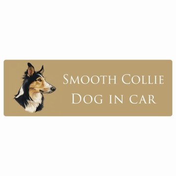 ドッグ カーステッカー イラスト付 Dog in Car スムースコリー Bタイプ セーフティサイン 犬種別 長方形 20x6.7cm シール リア あおり運転対策 Dog Sticker 屋外 屋内 防水 かわいい おしゃれ 安全対策 カーサイン