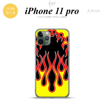 iPhone11Pro iPhone11 Pro スマホケース ソフトケース ファイヤー 炎 黒 黄 メンズ レディース nk-i11p-tp1301
