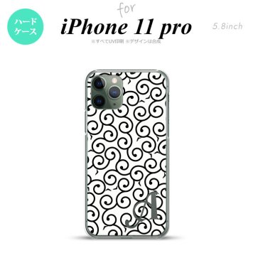 iPhone11Pro iPhone11 Pro スマホケース ハードケース 唐草 白 黒 +アルファベット メンズ レディース nk-i11p-1133i