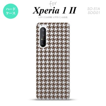 Xperia 1 II 5G スマホケース 背面カバー ストラップホール有り ハードケース 千鳥 格子 小 茶 クリア ストラップホール おしゃれ かわいい かっこいい メンズ レディース nk-xp12-912
