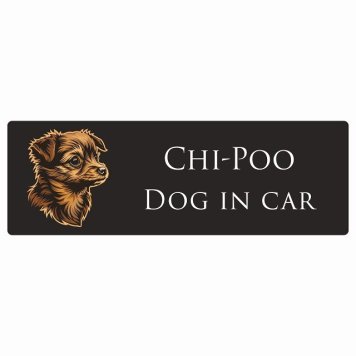 ドッグ カーステッカー イラスト付 Dog in Car チワプー Bタイプ セーフティサイン 犬種別 長方形 20x6.7cm シール リア あおり運転対策 Dog Sticker 屋外 屋内 防水 かわいい おしゃれ 安全対策 カーサイン