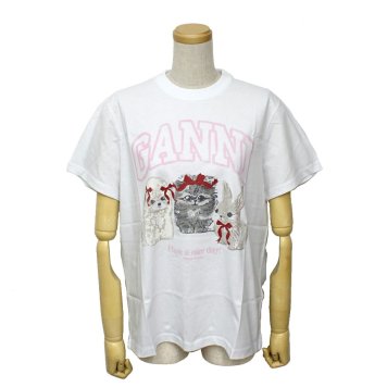 ガニー GANNI トップス Tシャツ カットソー ロゴ ウィメンズ 半袖 トップス A1050029-151 レディース ホワイト 海外正規品