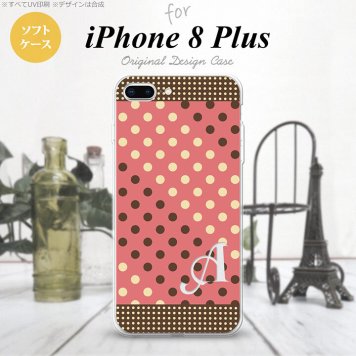 【iPhone8Plus】【スマホケース/スマホカバー】【アイフォン8プラス】iPhone8Plus スマホケース ケース アイフォン8プラス イニシャル ドット・水玉 赤×茶 nk-ip8p-tp1645ini【メール便送料無料】