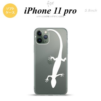 iPhone11Pro iPhone11 Pro スマホケース ソフトケース トカゲ クリア 白 メンズ レディース nk-i11p-tp509