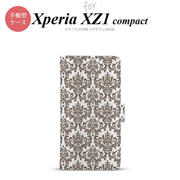 【手帳型 スマホ カバー ケース】【SO02K】【エクスペリア XZ1】手帳型 ケース SO-02K スマホ カバー Xperia XZ1 Compact エクスペリア ダマスク柄 茶 nk-004s-so02k-dr461【メール便送料無料】