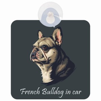 French Bulldog フレンチブルドッグ Bタイプ 車 窓ガラス 吸盤タイプ 犬 かっこいい おしゃれ イラスト付 DOG IN CAR ドッグインカー ドッグオンボード 安全対策 セーフティサイン デコ 外出 ドライブ カーサイン 吸盤