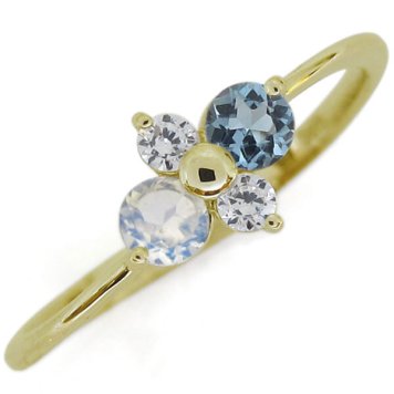 シンプルリング アクアマリンサンタマリアリング エレガント K18 婚約指輪