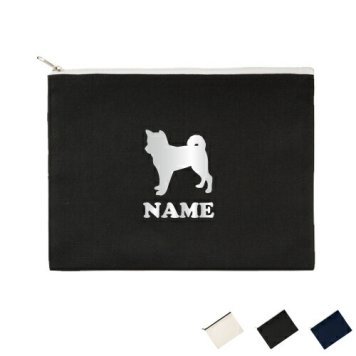 「柴犬」名入れフラットポーチ/小物入れ メンズ レディース 卒部祝い 父の日プレゼント お揃い オーダーメイド 愛犬 シルエット 記念品 誕生日 プレゼント 犬種 ネームプリント お名前入れ 母の日 オフ会【flpl】大会 景品 参加賞 ピクトグラム