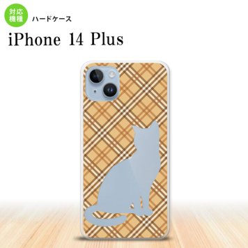 iPhone14 plsu iPhone14 plsu スマホケース 背面ケース ハードケース 猫 チェック A 茶 2022年 10月発売 nk-i14pl-955