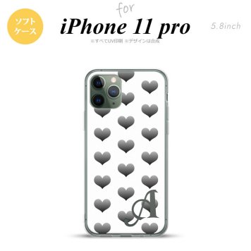 iPhone11Pro iPhone11 Pro スマホケース ソフトケース ハート A 白 グレー +アルファベット メンズ レディース nk-i11p-tp116i