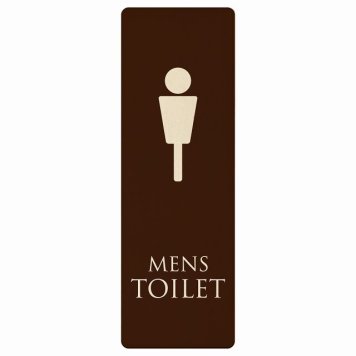 トイレ プレート 木製 MENS ブラウン ホワイト 長方形 縦書き 4x12cm ドア サインステッカー ピクトサイン トイレマーク表示 案内 注意 施設 御手洗 TOILET おしゃれ シンプル 安全対策