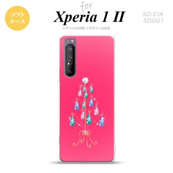 Xperia 1 II 5G スマホケース 背面カバー ストラップホール有り ソフトケース ツリーイヤリング ピンク ストラップホール おしゃれ かわいい かっこいい メンズ レディース nk-xp12-tp632