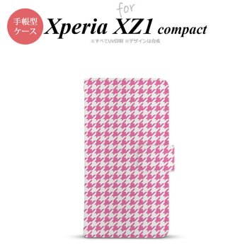 【手帳型 スマホ カバー ケース】【SO02K】【エクスペリア XZ1】手帳型 ケース SO-02K スマホ カバー Xperia XZ1 Compact エクスペリア 千鳥柄 ピンク白 nk-004s-so02k-dr902【メール便送料無料】