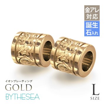 金属アレルギー対応 ペアペンダントトップ ハワイアンジュエリー 純チタン ゴールドカラー ペアペンダントトップ 誕生石 チューブ Lサイズ チェーン別売り イオンプレーティング カップル プレゼント ハロウィン 【品番：TIP401L-RYP】