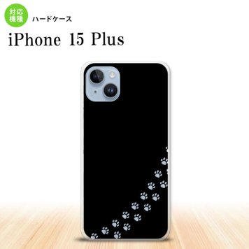 iPhone15 plus iPhone15 plus スマホケース 背面ケース ハードケース 猫 足跡 黒 クリア 2023年 9月発売 nk-i15pl-421