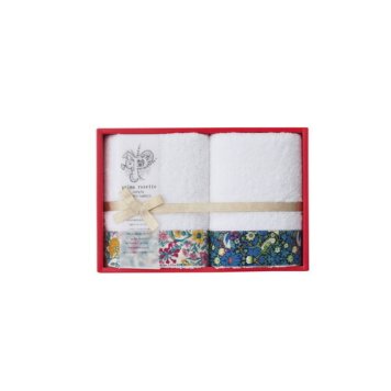 【送料無料・包装無料・のし無料】prima rosette using by LIBERTY FABRICS  フェイスタオル2P イエロー・ネイビー PR-2425-YN(B5)お年賀 寒中見舞い 入学祝い 卒業祝い 就職祝い 結婚祝い 誕生日 出産祝い 引越祝い 香典返し 新盆 初盆 御礼 お中元 内祝い 快気祝い ご挨拶 志 法事