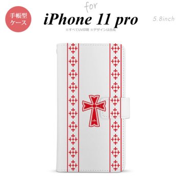 iPhone11Pro iPhone11 Pro 手帳型スマホケース カバー ゴシック クリア 赤  nk-004s-i11p-dr1007