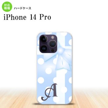 iPhone14 Pro iPhone14 Pro スマホケース 背面ケース ハードケース ドット リボン 青 +アルファベット 2022年 9月発売 nk-i14p-302i