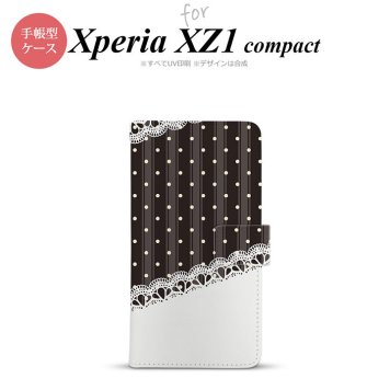 【手帳型 スマホ カバー ケース】【SO02K】【エクスペリア XZ1】手帳型 ケース SO-02K スマホ カバー Xperia XZ1 Compact エクスペリア ドット・レースB 黒 nk-004s-so02k-dr1619【メール便送料無料】