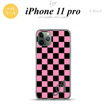 iPhone11Pro iPhone11 Pro スマホケース ソフトケース スクエア 黒 ピンク +アルファベット メンズ レディース nk-i11p-tp762i