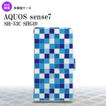 sense7 sense7 手帳型スマホケース カバー スクエア モザイク 青 2022年 11月発売 nk-004s-sens7-dr1020