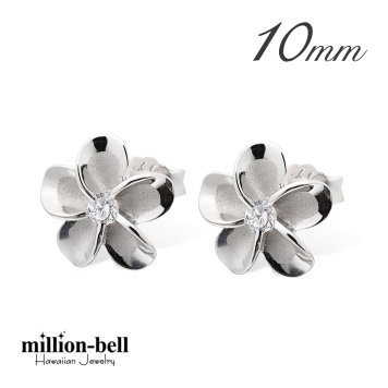 ハワイアンジュエリー ピアス ハワイアン ピアス プルメリアピアス 花 12mm ジルコニア シルバー925 ロジウムコーティング キャッチ メール便 20G ゲージ 彼女 妻 女性 レディース 誕生日 プレゼント ハロウィン 【品番：SE53228】