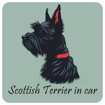 ドッグ カーステッカー イラスト付 Dog in Car スコティッシュテリア Bタイプ セーフティサイン 犬種別 正方形 13x13cm シール リア あおり運転対策 Dog Sticker 屋外 屋内 防水 かわいい おしゃれ 安全対策 カーサイン