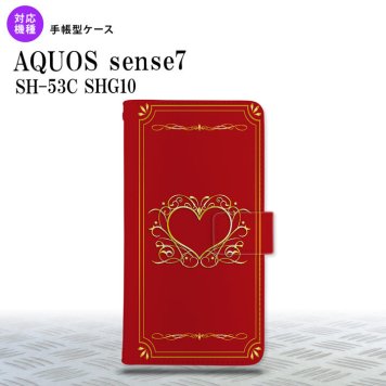 sense7 sense7 手帳型スマホケース カバー ハート 飾り 赤 金 2022年 11月発売 nk-004s-sens7-dr618