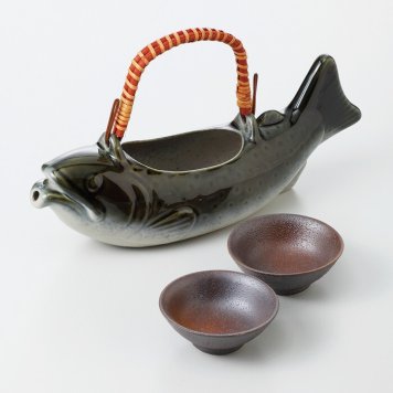 風雅岩魚骨酒(小) 盃ペアー 陶器 美濃焼 やきものの里から、暮らしを贈ります。　ギフト 食器 セット テーブルウェア