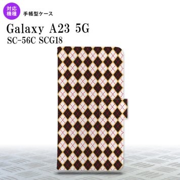 Galaxy A23 GalaxyA23 手帳型スマホケース カバー アーガイル 黒 赤 2022年 10月発売 nk-004s-a23-dr1401