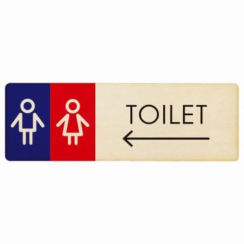 トイレ プレート 木製 男女 I1 左 矢印 長方形 12x4cm 方向案内 進路ドア サインプレート ピクトサイン トイレマーク表示 案内 注意 施設 御手洗 TOILET おしゃれ シンプル 安全対策