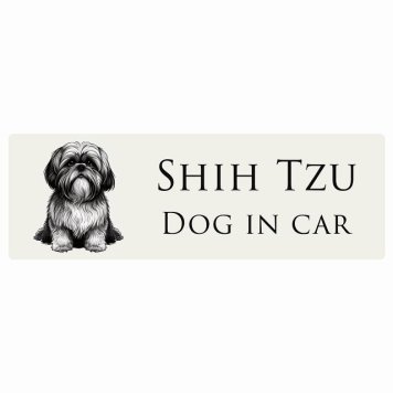 イラスト付 ドッグ カーステッカー Dog in Car シーズー B タイプ セーフティサイン 犬種別 長方形 15x5cm シール リア あおり運転対策 Dog Sticker 安全対策 カーサイン