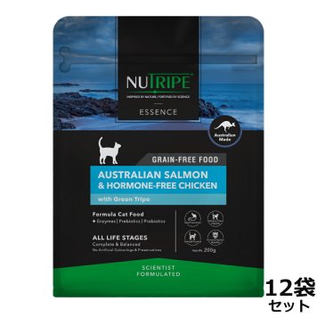 ニュートライプ GFドライ キャット サーモン＆チキン with グリーントライプ 200g×12袋 グレインフリー 穀物不使用 犬 ドッグフード 無添加