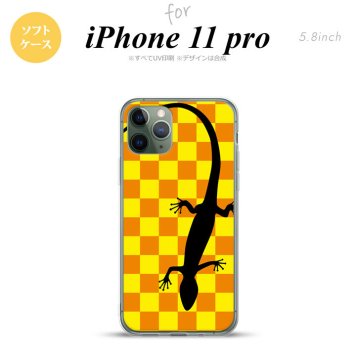 iPhone11Pro iPhone11 Pro スマホケース ソフトケース トカゲ 市松 黄 メンズ レディース nk-i11p-tp861