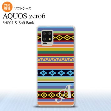 SHG04 SHG04 ZERO6 AQUOS zero6 スマホケース ソフトケース エスニック ボーダー カラフル +アルファベット メンズ レディース nk-zero6-tp1565i
