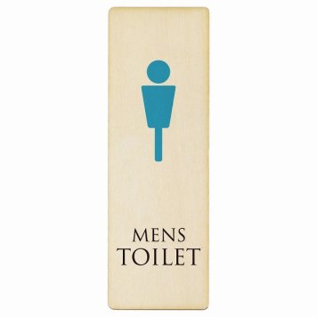 トイレ プレート 木製 MENS ホワイト＆カラー 長方形 縦書き 6x18cm ドア サインステッカー ピクトサイン トイレマーク表示 案内 注意 施設 御手洗 TOILET おしゃれ シンプル 安全対策