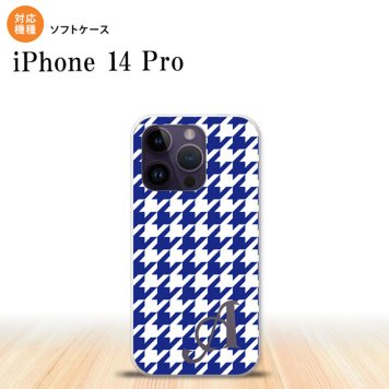 iPhone14 Pro iPhone14 Pro スマホケース 背面ケースソフトケース 千鳥 格子 大 青 白 +アルファベット 2022年 9月発売 nk-i14p-tp920i