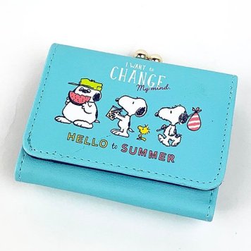 スヌーピー コンパクト財布 ハローサマースヌーピー 財布 三つ折り財布 水色 グッズ  (MCOR)
