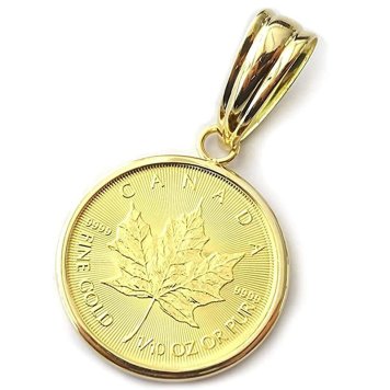純金 メイプルリーフ 金貨K24純金コイン1/10oz ペンダントトップA11100591【ギフトラッピング済み】【送料無料】