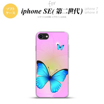 iPhoneSE 2 第二世代 iPhone8&iPhone7 共用 スマホケース 背面カバー ソフトケース バタフライ 蝶 B ピンク おしゃれ かわいい かっこいい メンズ レディース nk-ise2-tp211
