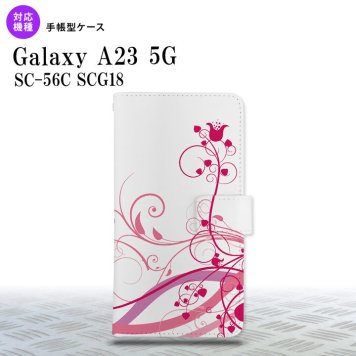 Galaxy A23 GalaxyA23 手帳型スマホケース カバー 草 ボタニカル ピンク 2022年 10月発売 nk-004s-a23-dr1626