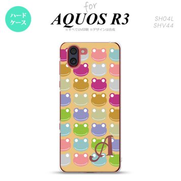 SH-04L SHV44 R3 AQUOS R3 スマホケース カバー カエル かえる B ベージュ +アルファベット nk-r3-164i