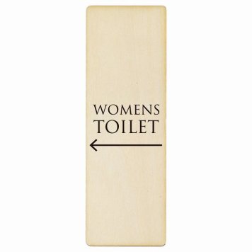 トイレ プレート 木製 WOMENS 文字タイプ ホワイト ブラック 左 矢印 長方形 縦書き 4x12cm 方向案内 進路ドア サインステッカー ピクトサイン トイレマーク表示 案内 注意 施設 御手洗 TOILET おしゃれ シンプル 安全対策