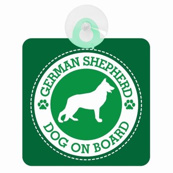 セーフティサイン DOG ON BOARD GERMAN SHEPHERD シェパード グリーン 安全運転 車内用 吸盤タイプ 煽り運転対策 収れん火災防止タイプ 安全対策 カーサイン 吸盤 肉球マーク