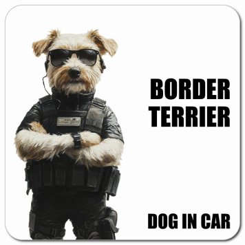 名入れ可 Border Terrier ボーダーテリア カーサイン 車 マグネット 強力 13x13cm 正方形 セキュリティガード風 ちょい悪 マグネットステッカー 犬 安全対策 煽り運転 屋外 防水 屋内