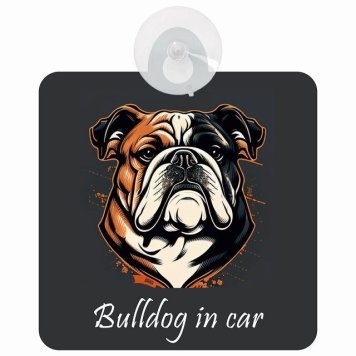 Bulldog ブルドッグ Aタイプ 車 窓ガラス 吸盤タイプ 犬 かっこいい おしゃれ イラスト付 DOG IN CAR ドッグインカー ドッグオンボード 安全対策 セーフティサイン デコ 外出 ドライブ カーサイン 吸盤