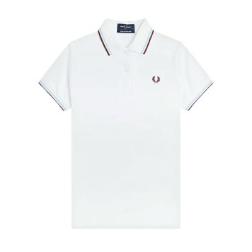 フレッドペリー FRED PERRY ポロシャツ 半袖 コットンピケ ティップライン ロゴ 刺繍 ワンポイント スリムフィット 定番 G12 301 レディース ホワイト